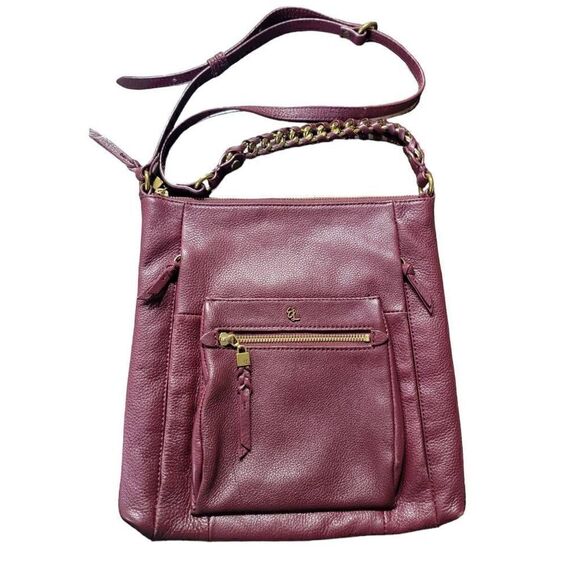 ELLIOT LUCCA Gwen Flat Crossbody Cabernet Hand Bag Leather Pocket Book - Picture 1 of 7